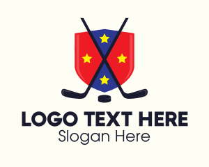 Hockey Player - Ice Hockey Team Shield logo design