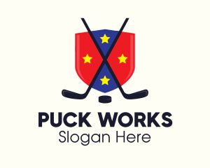 Puck - Ice Hockey Team Shield logo design