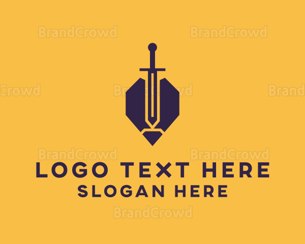 Knight Pencil Sword Logo