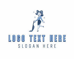 Cleaner - Girl Vacuum Cleaner logo design