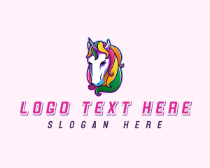 Character - Rainbow Unicorn Pegasus logo design