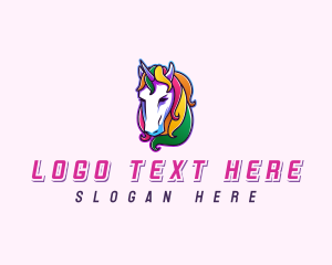 Rainbow Unicorn Pegasus logo design