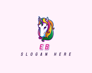 Mythical - Rainbow Unicorn Pegasus logo design