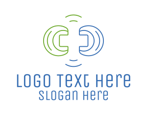 Healthcare - Cross Soundwaves Outline logo design
