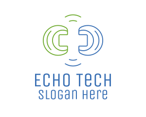 Echo - Cross Soundwaves Outline logo design