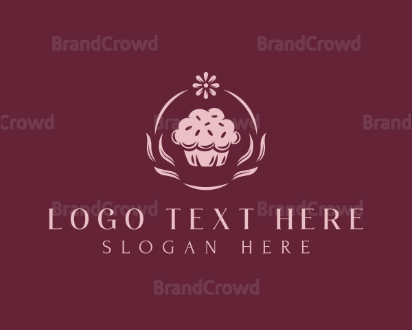 Cupcake Flower Dessert Logo