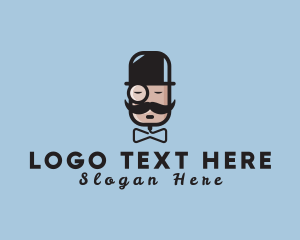 Podcast - Gentleman Monocle Bowtie logo design