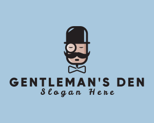 Gentleman Monocle Bowtie logo design