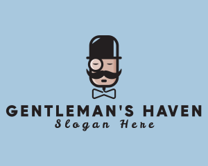 Gentleman Monocle Bowtie logo design