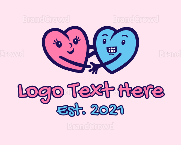 Couple Hearts Doodle Logo