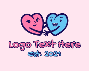 Happy - Couple Hearts Doodle logo design