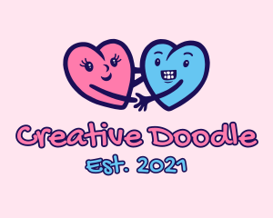 Couple Hearts Doodle  logo design