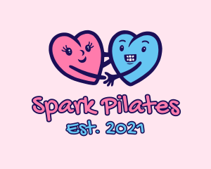 Online Dating - Couple Hearts Doodle logo design