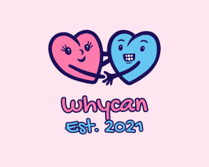 Dating Forum - Couple Hearts Doodle logo design