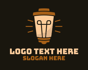 Led - Coffee Cup Lightbulb logo design