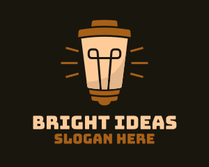 Led - Coffee Cup Lightbulb logo design