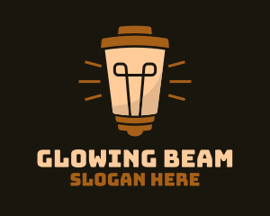 Fluorescent - Coffee Cup Lightbulb logo design