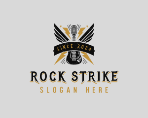 Guitar Microphone Rockstar logo design