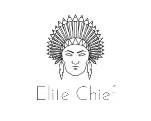 Chief - Pencil Native American logo design