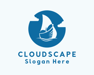 Cloudy - Blue Clouds Ship logo design