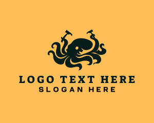 Octopus Hammer Construction logo design