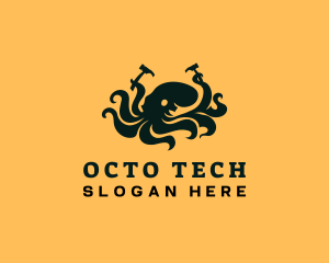 Octopus Hammer Construction logo design