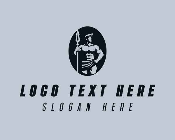 Warrior - Male Spear Warrior logo design