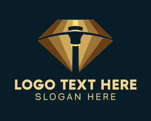 Golem - Pickaxe Diamond Mining logo design