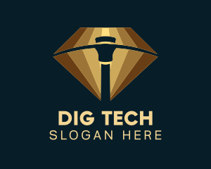 Dig - Pickaxe Diamond Mining logo design