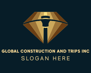 Excavation - Pickaxe Diamond Mining logo design