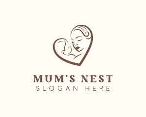 Mother Baby Maternity Heart logo design