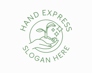 Hand Sprout Plant logo design