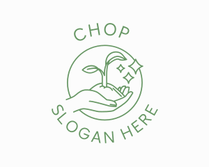 Vegan - Hand Sprout Plant logo design