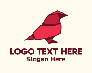 Sparrow - Red Bird Origami logo design