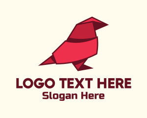 Pigeon - Red Bird Origami logo design