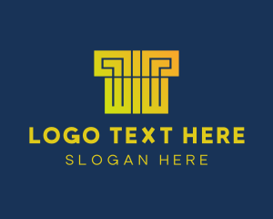 Greek - Industrial Geometric Pillar Letter T logo design
