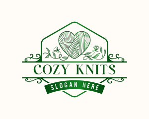 Floral Heart Yarn  logo design