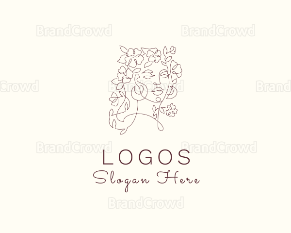 Beautiful Floral Woman Logo