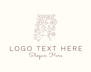 Facial Care - Beautiful Floral Woman logo design