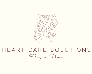 Beautiful Floral Woman logo design