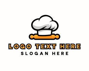 Cook - Chef Hat Rolling Pin logo design