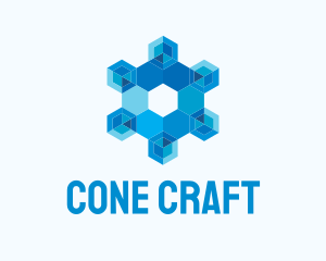 Geometric Hexagon Snowflake logo design