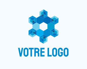 Geometric Hexagon Snowflake logo design