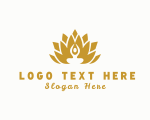 Holistic - Gold Wellness Lotus Spa logo design