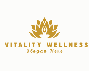 Wellness - Gold Wellness Lotus Spa logo design