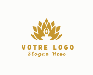 Gold Wellness Lotus Spa logo design