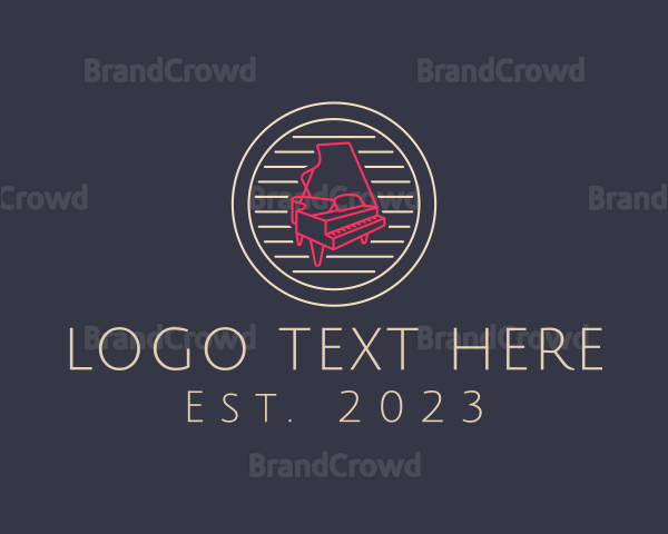 Neon Grand Piano Badge Logo