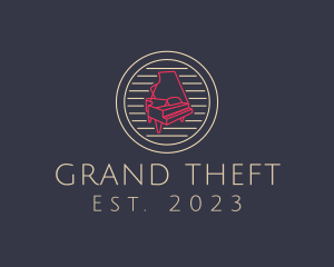 Neon Grand Piano Badge logo design