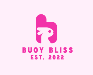 Pink Bunny Letter B logo design