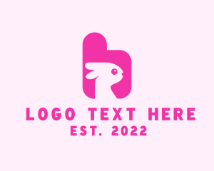 Pink Rabbit - Pink Bunny Letter B logo design